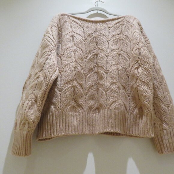 GARNET HILL 100% Recycled Cashmere Chunky Boatneck Sweater XL Oatmeal Soft Girl - Picture 7 of 13